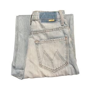 Mother High Waisted Spinner Zip Heel Ripped Off Light Denim Jean Size 24 NWT